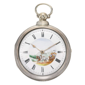 English verge with polychrome enamel painted dial Circa 1855