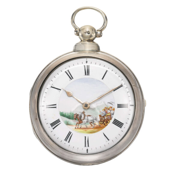English verge with polychrome enamel painted dial Circa 1855