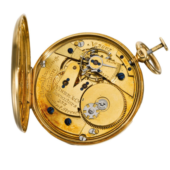 English gold pump wind lever with eccentric seconds Circa 1850 English gold pump wind lever with eccentric seconds Circa 1850
