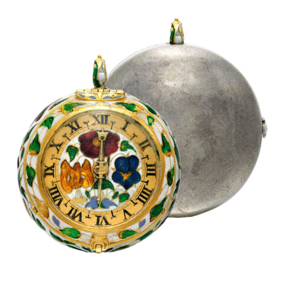 An English gold and polychrome enamel watch Circa 1650 An English gold and polychrome enamel watch Circa 1650