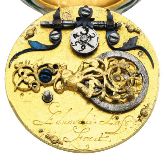 An English gold and polychrome enamel watch Circa 1650 An English gold and polychrome enamel watch Circa 1650
