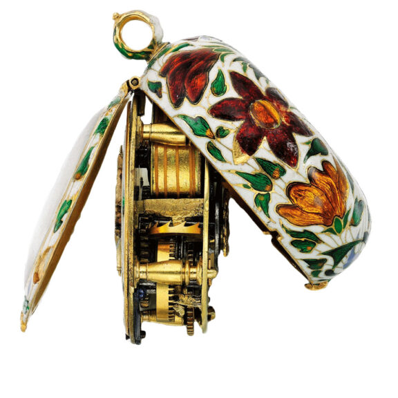 An English gold and polychrome enamel watch Circa 1650 An English gold and polychrome enamel watch Circa 1650