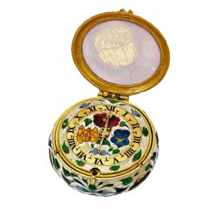 An English gold and polychrome enamel watch Circa 1650