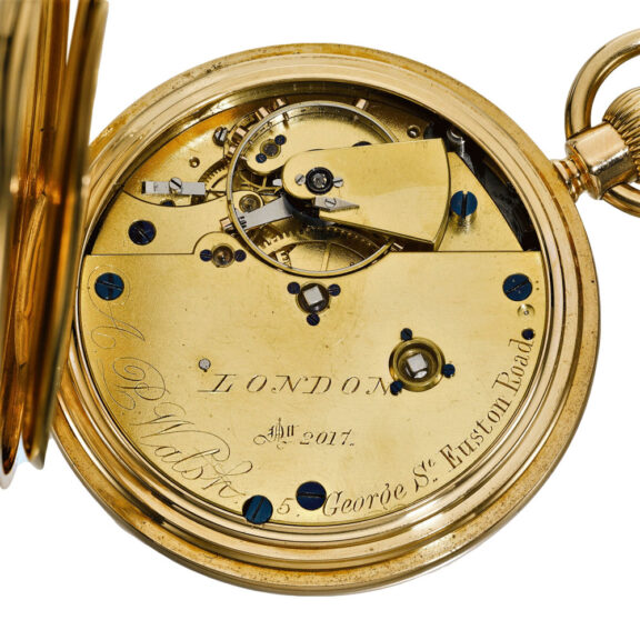 An English gold chronometer with power reserve Circa 1875 An English gold chronometer with power reserve Circa 1875