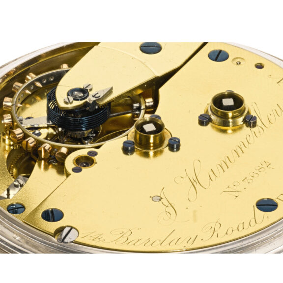 Fine silver English chronometer with power reserve Circa 1881 Fine silver English chronometer with power reserve Circa 1881
