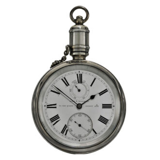 An English fine silver deck watch with power reserve Circa 1884