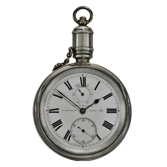 An English fine silver deck watch with power reserve Circa 1884 An English fine silver deck watch with power reserve Circa 1884