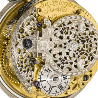 Silver English verge watch with highly unusual pillars Circa 1714