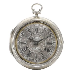 Silver English verge watch with highly unusual pillars Circa 1714