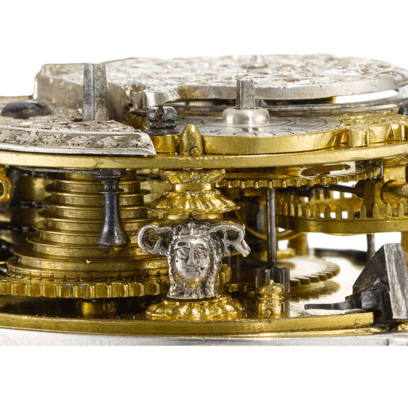 Silver English verge watch with highly unusual pillars Circa 1714 Silver English verge watch with highly unusual pillars Circa 1714