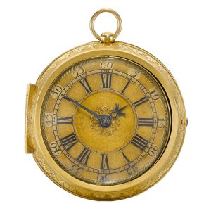 An English gold verge watch with replaced outer case Circa 1690