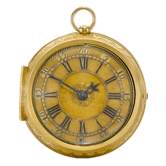 An English gold verge watch with replaced outer case Circa 1690