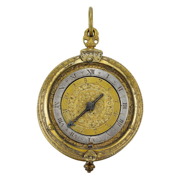 English gilt-metal tambour cased alarm verge Circa 1610-1615
