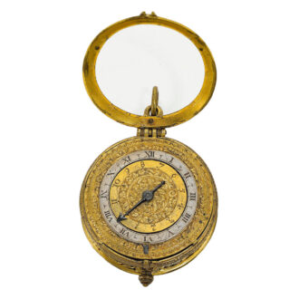 English gilt-metal tambour cased alarm verge Circa 1610-1615