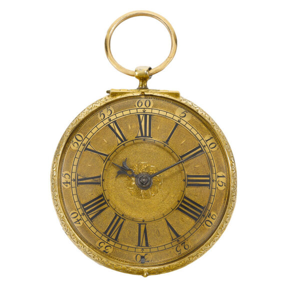 English gold two train clock watch by D Quare Circa 1687