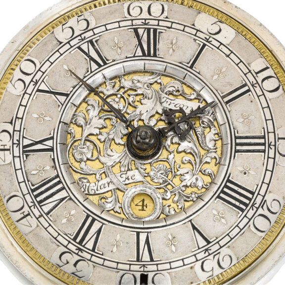 A fine early silver English pair cased verge watch Circa 1710 A fine early silver English pair cased verge watch Circa 1710