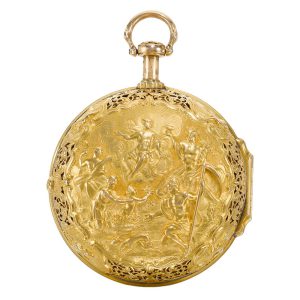 A gold English pair cased half quarter repeating verge Circa 1730
