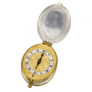 An English silver and gilt-metal mounted oval watch Circa 1630