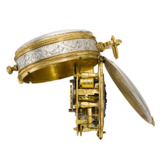 An English silver and gilt-metal mounted oval watch Circa 1630