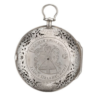 An English silver single cased two-train alarm verge Circa 1740