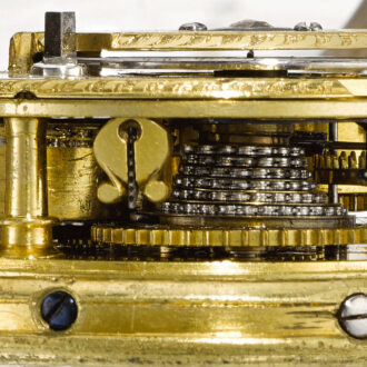 An English silver single cased two-train alarm verge Circa 1740