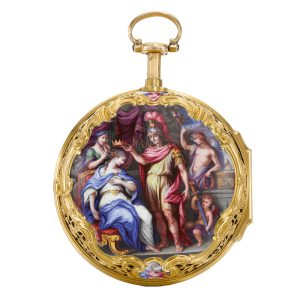 English gold, enamel half quarter repeating cylinder Circa 1756