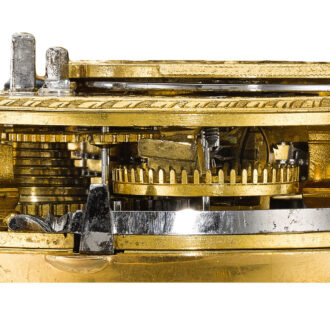 An English gold verge with high relief repousse scene Circa 1761