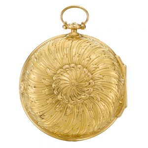 A very fine English gold repousse cylinder watch Circa 1763