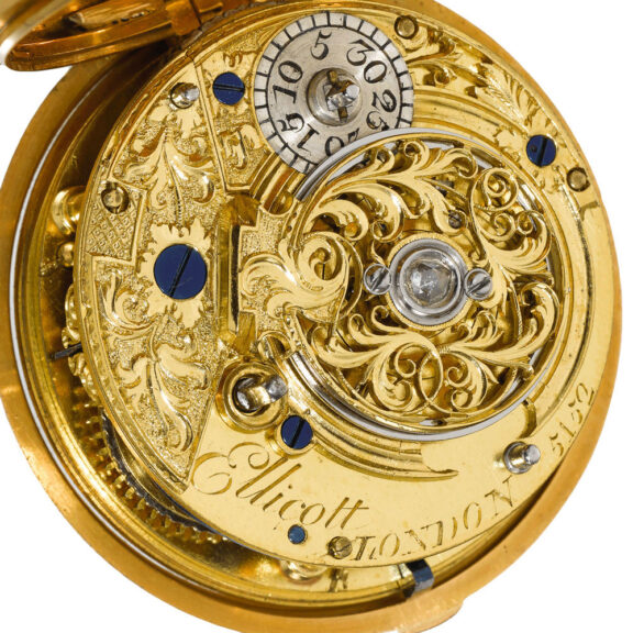 A very fine English gold repousse cylinder watch Circa 1763 A very fine English gold repousse cylinder watch Circa 1763