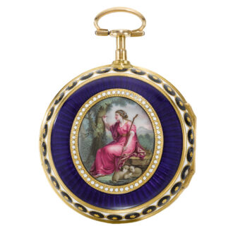 English verge watch with polychrome enamel scene Circa 1735