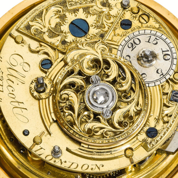 A gold English dumb quarter repeating lever watch Circa 1764 A gold English dumb quarter repeating lever watch Circa 1764