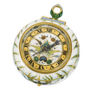 An English small gold and polychrome enamel watch Circa 1640