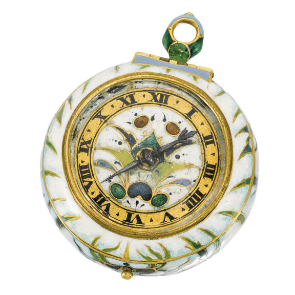 An English small gold and polychrome enamel watch Circa 1640