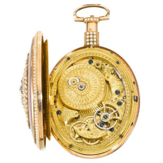 Magnificent English gold diamond-set duplex watch Circa 1800