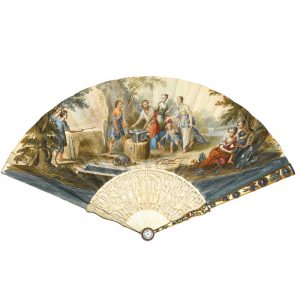 English magnificent fan with a timepiece mid 18th century