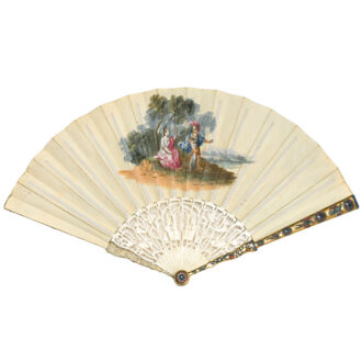 English magnificent fan with a timepiece mid-18th century