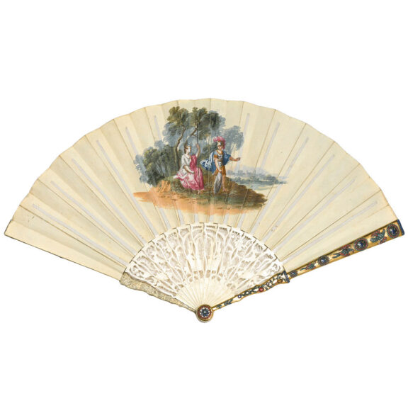 English magnificent fan with a timepiece mid-18th century English magnificent fan with a timepiece mid-18th century