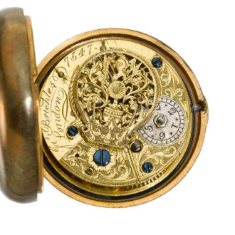 An English gilt-metal and under-painted horn verge Circa 1795