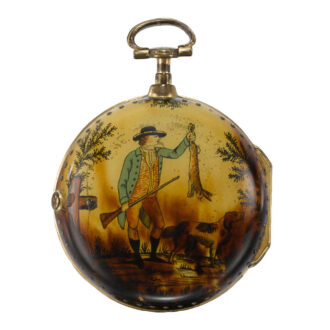 An English gilt-metal and under-painted horn verge Circa 1790
