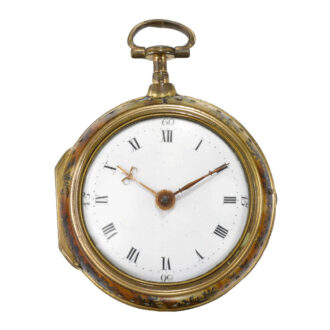 An English gilt-metal and under-painted horn verge Circa 1790