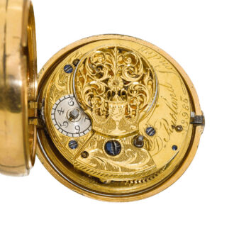 An English gilt-metal and under-painted horn verge Circa 1790