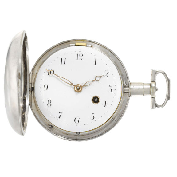 An English silver hunting cased keywound verge Circa 1804
