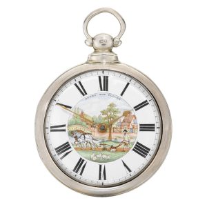 An English silver verge with polychrome enamel dial Circa 1861