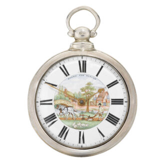 An English silver verge with polychrome enamel dial Circa 1861