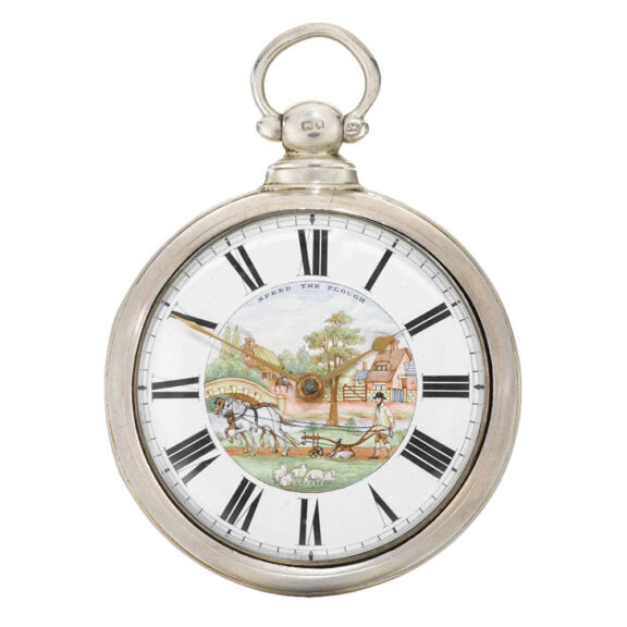 An English silver verge with polychrome enamel dial Circa 1861