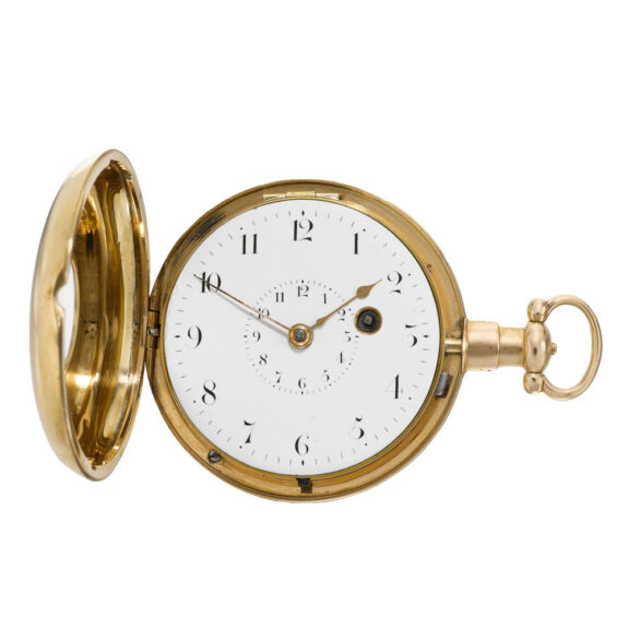 An English gold half-hunting cased rack lever watch Circa 1817 An English gold half-hunting cased rack lever watch Circa 1817