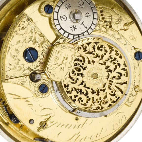 An English rare silver verge watch with Franklin dial Circa 1808 An English rare silver verge watch with Franklin dial Circa 1808