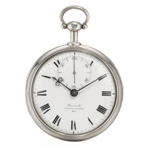 An English silver pocket chronometer with deck box Circa 1817