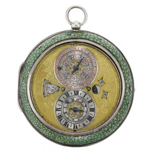 English astronomical alarm verge shagreen outer case Circa 1665