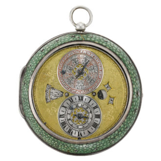 English astronomical alarm verge shagreen outer case Circa 1665